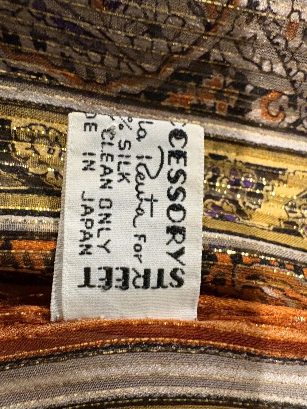 Vintage Oscar de la Renta Silk Scarf 35” Square Made in Japan Metallic Paisley